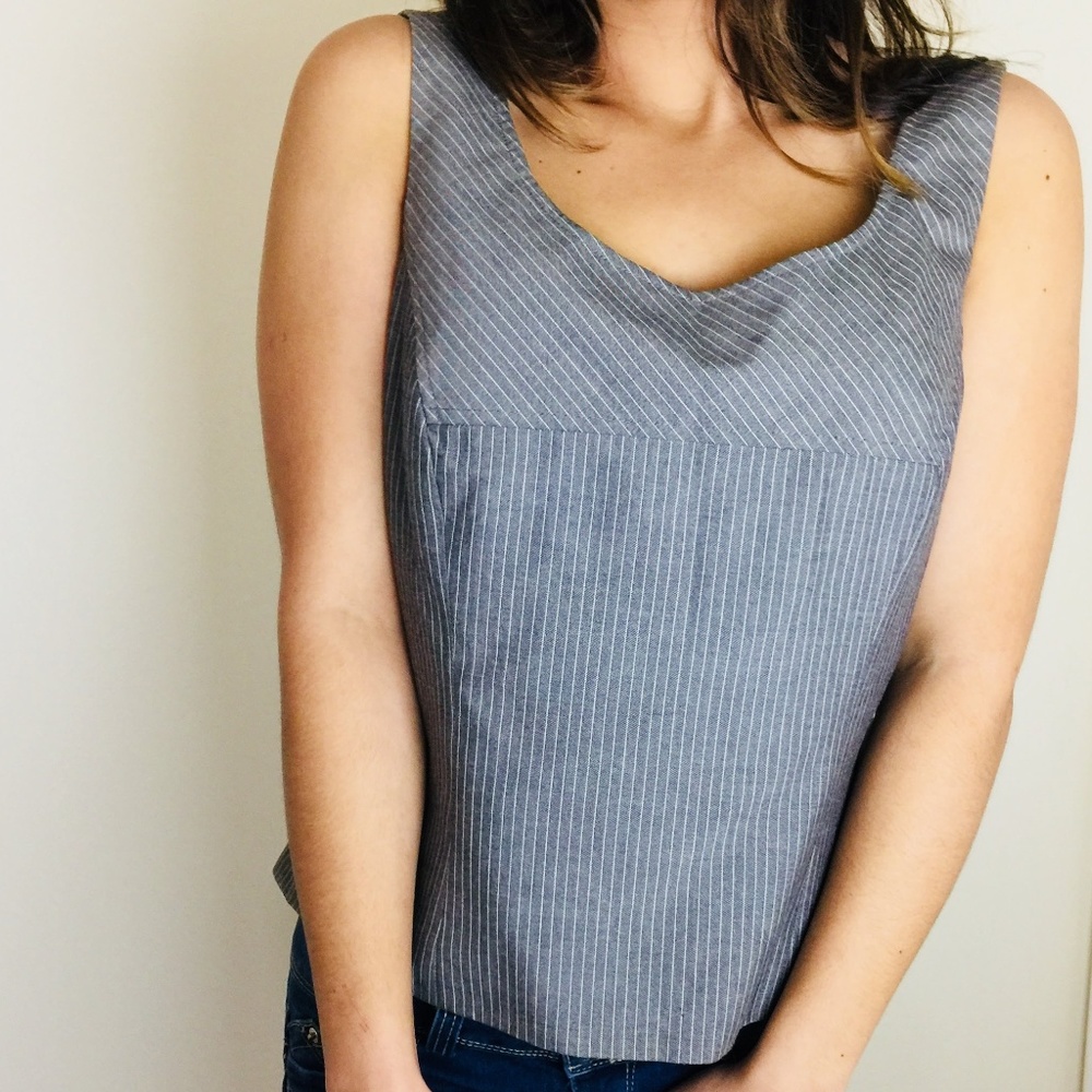 Tahari Arthur S. Levine Striped Career Tank Top